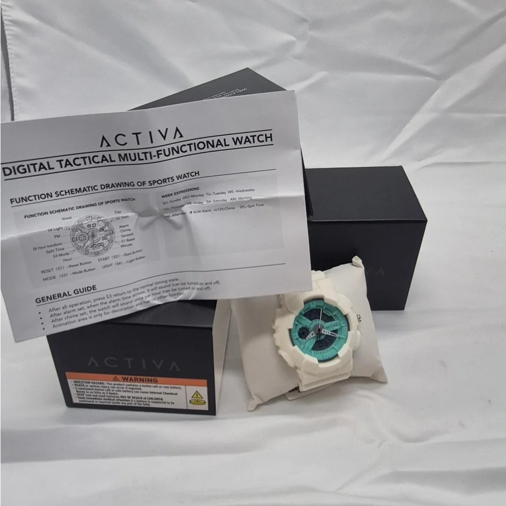 Activa White and Teal Sport Digital-Analog Watch By invicta